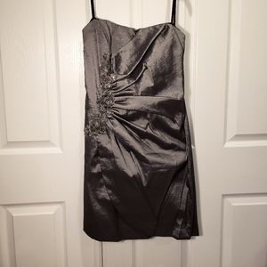 Silver strapless short dress